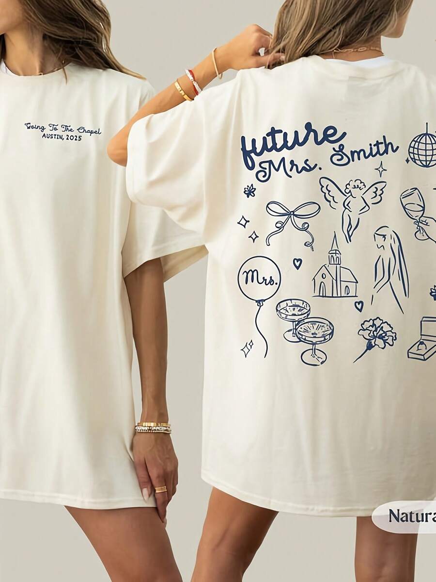 Custom Future Mrs , Going To The , Pernalized On To Be Wifey , Bride , Engaged Announcet Fiancee Gift220G Heavyweight Cotton Women's Top – Crafted From Premium Thick Cotton With A Soft Yet Durable Feel, Delivering Breathable Comfort From Morning To Night. Perfect For Everyday Wear, Travel, Casual Outings, Sports, Or Layering During Cooler Days. A Versatile And Fashionable Choice For Street Style, Relaxing At Home, Or Staying Active Outdoors. - 白5 - 查看 1