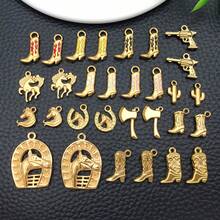 2pcs Stainless Steel Western Cowboy Boots Charms For Jewelry Making, Dangle Charm Boot Hat Horse Cactus Pendants For Bracelet Necklace Earrings Making Accessories