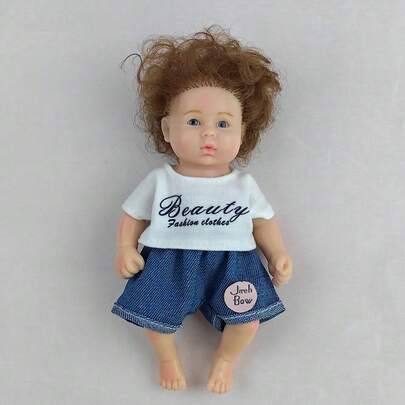 1piece Lifelike Solid Silicone Dolls 16cm Soft Decompression Toys Dress Up Game Cute Simulation Doll Birthday Gift