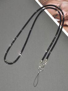 Luxury High-End Black Crystal Rhinestone Phone Crossbody Chain, Fashionable Phone Case Lanyard, Shiny Bag Strap, Double Buckle Design, Suitable For Women - Black - View 6