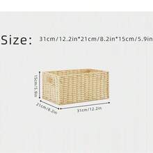 Cestas de mimbre para organizar, paquete de cestas de almacenamiento anidadas para estantes, cestas de almacenamiento de mimbre para estantes de baño, cesta de almacenamiento tejida a mano, caja de almacenamiento de unicolor, organizador para escritorio, soporte de TV, armario del dormitorio, cesta de almacenamiento de ratán tejido, caja de almacenamiento con asa - Caja organizadora de artículos varios, organizador de armario de paja - Multicolor - Ver 29
