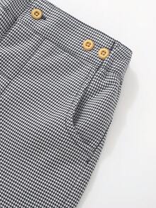 Young Boy Plaid Button Pocket Casual Straight Leg Pants, Comfortable & Minimalist - Multicolor - View 4