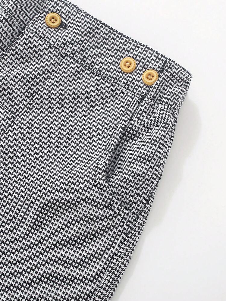 Young Boy Plaid Button Pocket Casual Straight Leg Pants, Comfortable & Minimalist - Multicolor - View 4