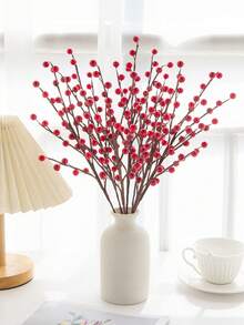 1/3/5/60 Stücke 16.14inch Weihnachts-Rote Beerenzweige Künstliche Burgunder Beerenzweige Falsche Beeren Künstliche Blumen für Weihnachten Neujahr Dekoration Heim DIY Handwerk Dekor Raumdekoration Herbstdekoration Winterheimdekor Halloween Dekoration Weihnachtsdekoration Geburtstagsgeschenke