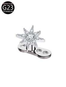 1pc Minimalist Titanium Embedded Cubic Zirconia Flower, Cross, Star Decor Piercing Stud, Suitable For Wearers