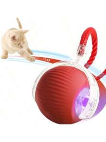 1 Pieza Pelota interactiva inteligente, juguetes para amantes de los perros y mamás de perros, juguetes para amantes de los gatos y mamás de gatos, pelota automática inteligente de 360° que se mueve por sí sola, para entretenimiento de mascotas, suministros y regalos para amantes de perros/gatos y mamás de perros/gatos, viene con una cuerda y una pelota de saltar