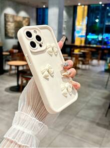 1 pièce Étui de téléphone beige avec décoration de papillon mignon, compatible avec Apple 11/12/13/14/11 Pro Max/12 Pro Max/13 Pro Max/14 Pro Max/XR/15/15 Pro/15 Pro Max/16/16 Pro/16 Pro Max