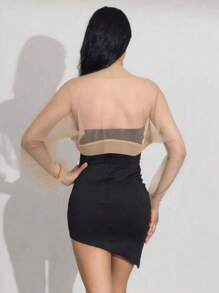 Sheer Mesh Bolero Jacket, Lightweight Long Sleeve Bridal Shawl, Minimalist & Sexy Transparent Design Fall Clothes For Women - Champagne - View 2