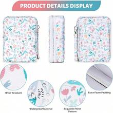 AHIBIO - Funda bíblica para mujer, funda bíblica de doble capa para niñas, bolsa floral grande con múltiples bolsillos, funda de transporte para estudio bíblico, protector de libro (floral) - Floral-blanco - Ver 4