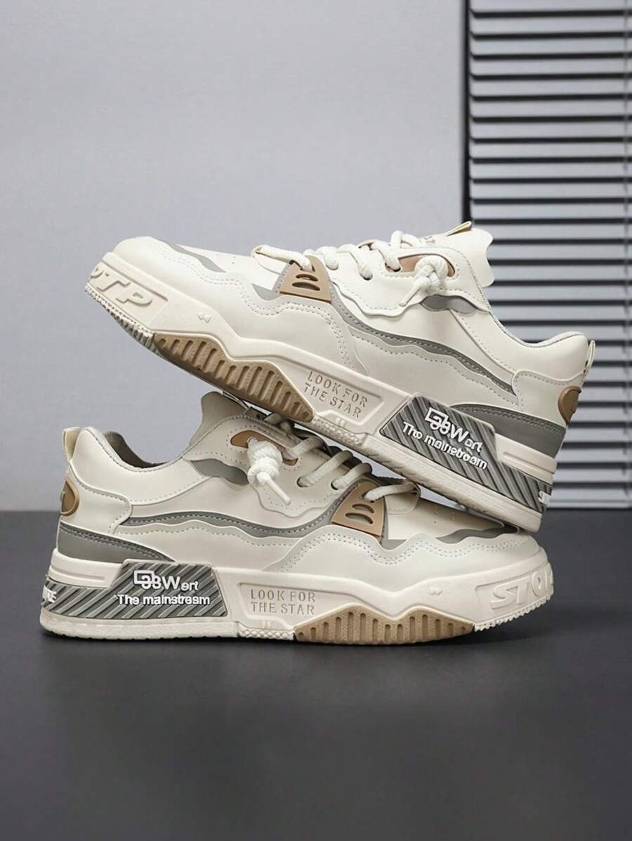 Plus Size Men's Fashionable Streetwear Low-Top Skate Shoes, Comfortable Non-Slip Lace-Up Casual Sneakers, Suitable For Outdoor Activities 2000s Style Valentine's Day Ideas