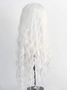 Long White Wavy Wig: Perfect For Creating A Terrifying Ghost, Vampire Or Witch Look, Ideal For Role-Playing And Horror-Themed Events - White - View 5