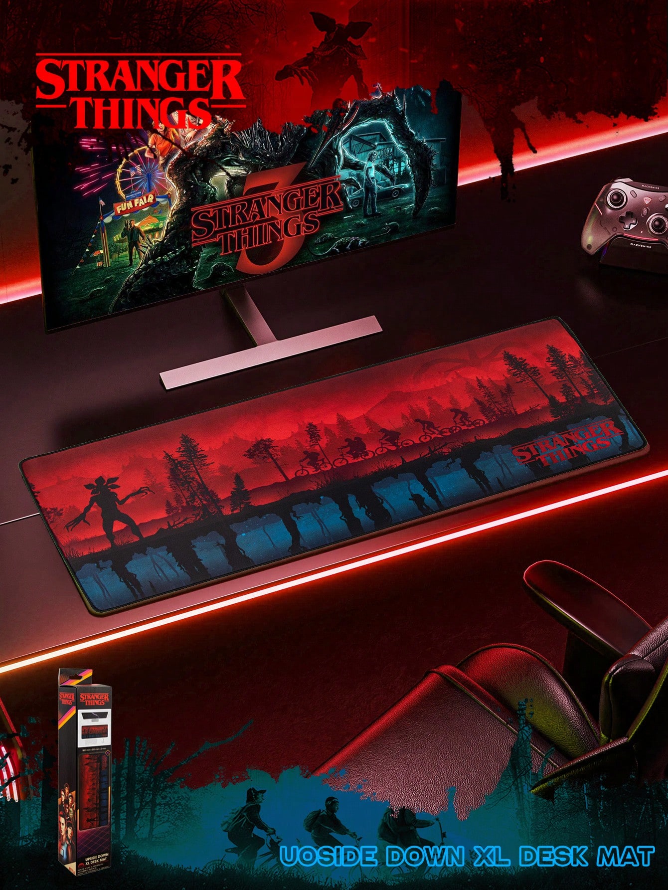 1個 Netflix公式ライセンス ストレンジャー・シングス XLデスクマット