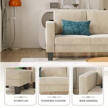 Velvet Convertible Reversible Chair Living Room Furniture Set - Beige - View 6