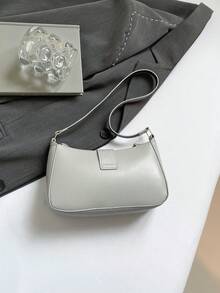 复古时尚纹理小方包女2025新款时尚休闲腋下包简约单肩斜挎包 - 灰色 - 查看 6