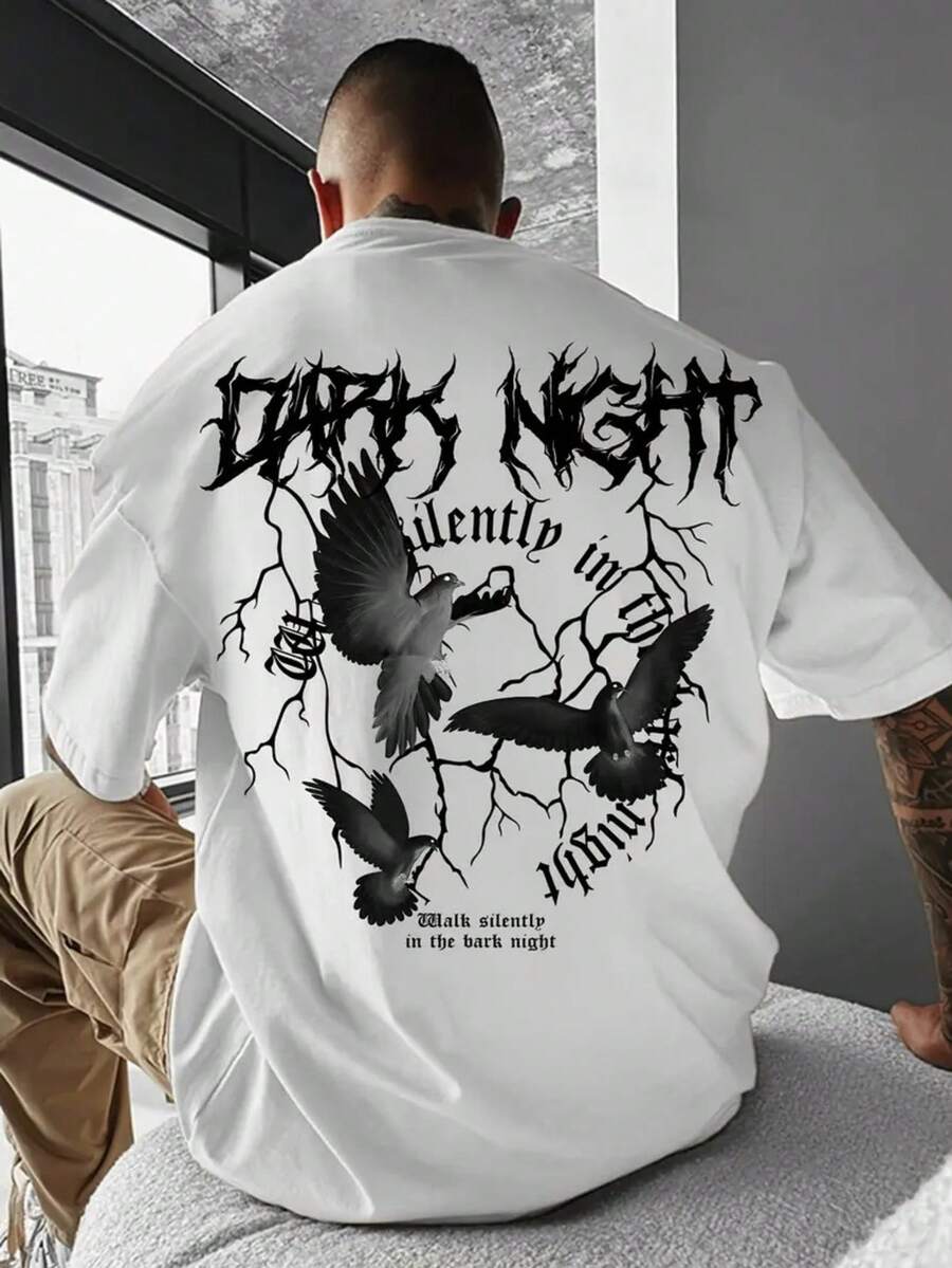 Men's Cotton T-Shirt Adult Plus Size Kids Dark Night Dark Night Evil Streetwear Over - 白色 - 查看 1