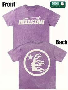 Star Print Tee Shirt, Tees For Men, Casual Short Sleeve T-Shirt For Summer - 紫色 - 查看 1