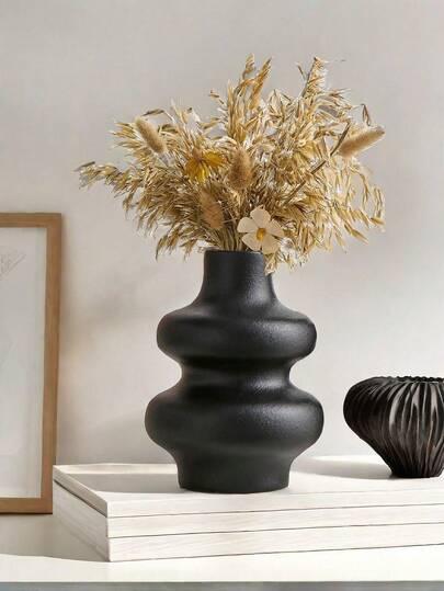 1pc Ceramic Vase, Round Moderne Dried Flower Pampas Boho Home Centerpiece Wedding Dinner Tafel Living Room Office Bedroom, Ho warming (Please Check Size In mation Be Purchasing) Glass Vase view 11