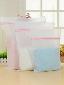 1pc Thickened Mesh Laundry Bags - Fine Mesh Laundry Bag With With Pink Zipper Closure - Extra Large, Large, Medium Sizes For Delicates, Underwear, Coat Socks And Other Laundry Items