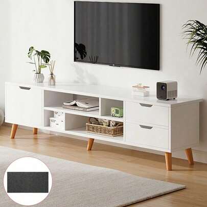 High Gloss TV Stand Cabinet Entertainment Center With 1 Door & 4 Shelve 2 Dxoulh