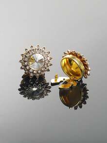 مجموعة من 2 غطاء أزرار أساور القميص، أزرار مرصعة بالراين بطراز باروك لفساتين النساء، صناديق أزرار زخرفية، أزرار أكمام فاخرة للبدلات والملابس الأنيقة بدون خياطة، هدايا للمناسبات