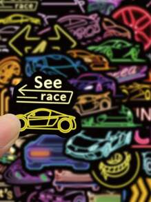 SCXXBSW 50pcs Neon Racing Cartoon Graffiti Stickers Decorative Handbooks Water Cups Notebook Luggage Stickers - Multicolor - View 6