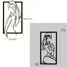Hello Young 1pc Metal Wall Art Female Minimal Line Art Wall Decor, Minimalist Line Art, Home Wall Art Decor, Women's Bathroom Decor, Housewarming Gift