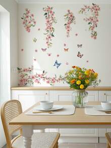 1PC Removable PVC Wall Decals – [Butterfly Pink Vine, Sunflower]Self-Adhesive Waterproof Wall Stickers For Home Decor, Room Decor, Wall Decor, And Kitchen – Easy To Apply, Ideal For Living Room, Bedroom, Or Office