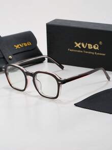 XVBQ 1 par de gafas con montura metálica de estilo geométrico retro para hombres, con lentes transparentes, adecuadas para computadora, oficina, decoración, estudio de estudiantes, lectura, reuniones de negocios, correr, juegos y conducir