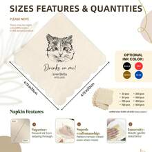 20-500 Pcs Custom Pet Cocktail Napkins, Personalized Paper Napkins With Professional Designer Handcrafts Potrait, 4 Colors Disposable Beverage/Dessert Napkins For Wedding Table Decorations, Perfect For Anniversary, Engagement, Birthday, Bride Shower, Hen Party, Custom Dog Wedding Napkins, Cat Wedding Napkins,Christmas Decor, Scalloped Napkins ,Poetcore ,Forever Love - Multicolor - View 4