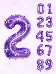 1 Stück 32 Zoll lila Zahl Folie Ballon & 10 Stücke lila Satinband Schleifen, Dekorationen für Geburtstag, Jahrestag, Party, Fotoshooting, Prinzessin Geburtstag, Valentinstag, Familien Geburtstag, Baby-Shower, Junggesellinnenabschied, Outdoor Shooting, elegante traumhafte Geburtstagballons, süße Geburtstagsdekoration (lila Geburtstag 0-9 Jahre alt), Mittwoch Thema Geburtstag, Neujahr, Weihnachten