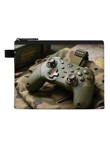 1 pieza Monedero compacto con cremallera, bolsa con cremallera de poliéster de moda y duradera, diseño impreso con estilo de gamepad, ideal para guardar monedas y pequeños artículos esenciales, regalo divertido con cierre , material duradero, fácil de mantener