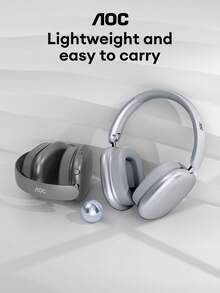 AOC ACH2511 蓝牙耳机，具有 ENC 降噪、高保真环绕声、低延迟、麦克风、长电池寿命、有线/无线双模式、可折叠设计，兼容智能手机和电脑 - 彩色 - 查看 2