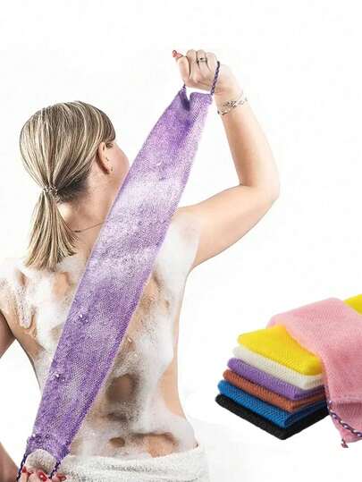 1pc African Mesh Exfoliating Back Long Net Bath Scrub Towel Set,Double-Sided For Gentle,Rough Exfoliation, Effective Body Scrub, Back Scrubber For Shower Use,Premium Mesh Material, Convenient Strap Towel Design, Loofah Towel, Body Sponge For Smooth Skin,Great For Daily Use