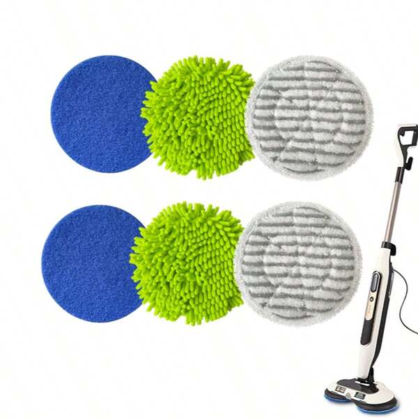 Set de 6 piezas (Mopa no incluida), Almohadillas de repuesto para mopa de vapor S7000 mejoradas, compatibles con Shark S8201, S8001, S7001, S7201, S7000AMZ, S7005, S7020, 57001C y talla grande mopas de vapor para pisos duros (2 verdes + 2 azules + 2 a rayas)