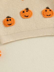 Toddler Baby Boy Girl Halloween Sweater Pumpkin Warm Pullover Sweatshirt Knitwear Knitted Fall Winter Clothes 3 12 18 24M 2 3 4T - Beige - View 9