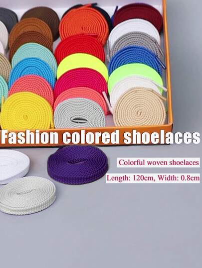 New Flat Woven Polyester Shoelaces, Suitable For Sneakers, Chunky Sneakers, Outdoor Work Boots, Unisex Stylish Colorful Shoelaces