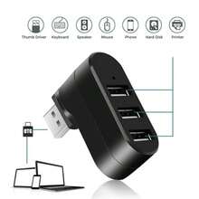 High Quality High-Speed 3-Port Rotating USB 2.0 Hub For Laptop For PC Hub USB Rotate Splitter Mini Adapter 3 Ports, Ideal For RV Outdoor Laptop Notebooks And PC Use, Portable & Durable, Black