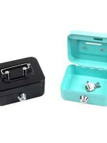 1pc Mini Small Size Secure Metal Cash Storage Box - Money Banks With Key Lock, Top Handle Holder, Adult Piggy Bank, Coin Saver, Cash Register For Daily Office Use, Perfect Halloween, Christmas Gift Idea