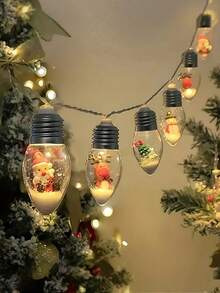 LED Christmas Light Bulb Wishing Lamp, Fairy Lights, Christmas Snow Globe String Lights, Decor Santa Claus/Snowman/Reindeer/Christmas Tree And Gift Box, Wishing Bottle Wedding Party Indoor Decoration - Battery Powered (Batteries Not Included), Suitable For Festivals, Bedroom, Yard, Wedding, Holiday, Camping, Home, Garden, Christmas, Party And Holiday Home Christmas Decor!Christmas Decoration XMAS Decor Christmas Tree Gift Decor Thanksgiving Wedding Home Decor Home Decor Fall Decor Autumn Decor Birthday Decorations For Gifts Party Supplies Indoor Outdoor Garden Holiday Festival Decor Halloween Decor Wall Decor Halloween Ornaments