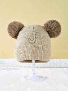 1Pc A-Z Letter Knit Newborn Baby Hat Kids Beanie Cap For Boys Girls Infant Accessories Children Hats Elastic 0-3Y Toddler Girl Boy Hat Birthday Gift For Winter Spring