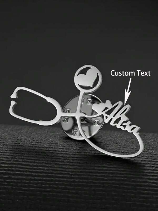 دبوس سماعة طبية مخصصة باسم - مجوهرات طبية من الفولاذ المقاوم للصدأ بتصميم قلب وصليب، هدية مثالية ليوم الممرضة أو إكسسوار كاجوال، سماعة طبية