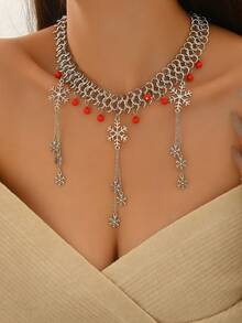 1pc Classic Minimalist Versatile Daily Wear Multi-Snowflake Pendant Layered Necklace, Suitable For Christmas Gifts, Everyday Commute, Holiday Parties, Gifts For Friends And Family