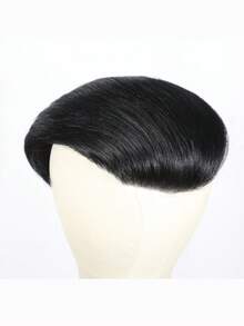 PU 男士黑色商务发型假发超薄皮肤头发替换系统自然隐形假发浅米色自然直发 - Natural Black - 查看 7