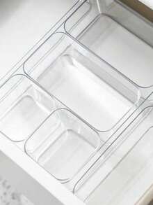 1/5/7/11/12PCS Transparent Crystal Cosmetic Storage Box Set – Drawer Built-In Dividers And Organizers, Desktop Office Stationery Storage Box, Desktop And Drawer Organizer, Suitable For Home Storage, Back-To-School Supplies - Clear - View 2