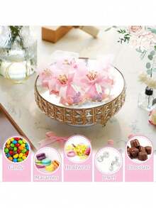 Pungi mici de cadouri de nuntă, voal de nuntă alb/roz, pungă de cadou DIY, pungi mici de cadouri de nuntă, pungi pentru bomboane și fursecuri, pungi mici de cadouri pentru petrecere, decorațiuni centrale de masă, potrivite pentru banchete de nuntă, petreceri de cadouri pentru mirese, pungi mici de cadouri pentru petreceri tematice