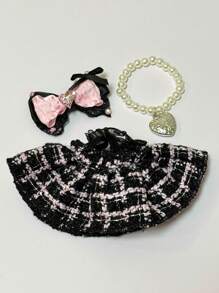 Small Fragrance Style Doll Clothes Set For LA BUBU, Free Dressing Clothes, Necklace, Bow, Suspender Skirt Set, No Doll Included, Suitable For 6.7-Inch Dolls