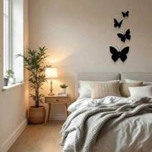 3 PCS Metal Butterfly Wall Sculpture, Classic Style Indoor/Outdoor Hanging Decor, Black Iron Wall Art Decor For Garden Fence Bedroom Kitchen Living Room Dining Room Office