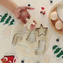 5pcs Stainless Steel Christmas Cookie Cutters - Suitable For Holiday Baking: Gingerbread Man, Christmas Stocking, Candy Cane, Christmas Tree, Star, Pentagram Shapes