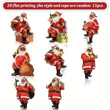 15 sztuk czarnych drewnianych ozdób świątecznych z wizerunkiem Świętego Mikołaja, afroamerykańskie ozdoby świąteczne z wizerunkiem Świętego Mikołaja, czarne ozdoby choinkowe z wizerunkiem Świętego Mikołaja, drewniane ozdoby z wizerunkiem Świętego Mikołaja, wystrój domu, wystrój pokoju, zima