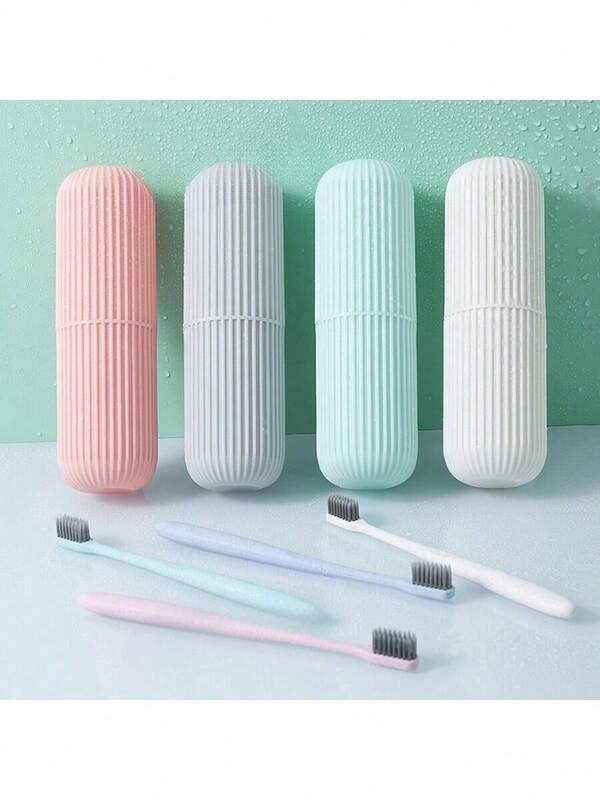 3 PiecesTravel Toothbrush Holder Set With Portable Toothbrush Cup Lid, Approx. 19.6 Cm (7.75 Inches) In Length. Ideal For Travel, Camping, Business Trips, And Campus Use. Multifunctional Toothbrush And Toothpaste Set Suitable For Christmas Decorations, Holiday Season, Bathroom Decor, And Accessories (Designs Shipped Randomly).